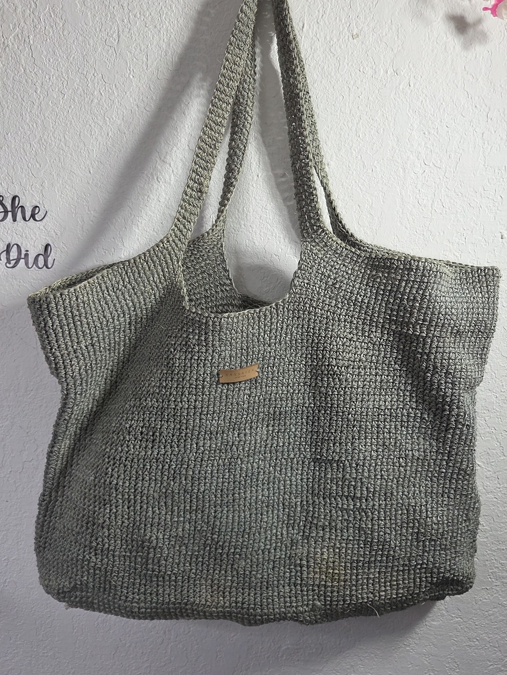 Kassatex Artisan Woven Natural Fiber Crochet Maxi Beach Market Tote Bag AS IS